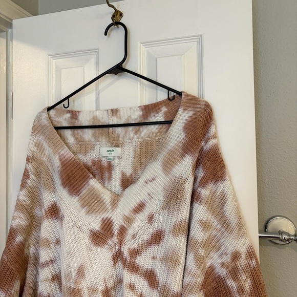Aerie Brown White Tie Dye Cotton Knit Sweater – Size XL - Picture 3 of 8